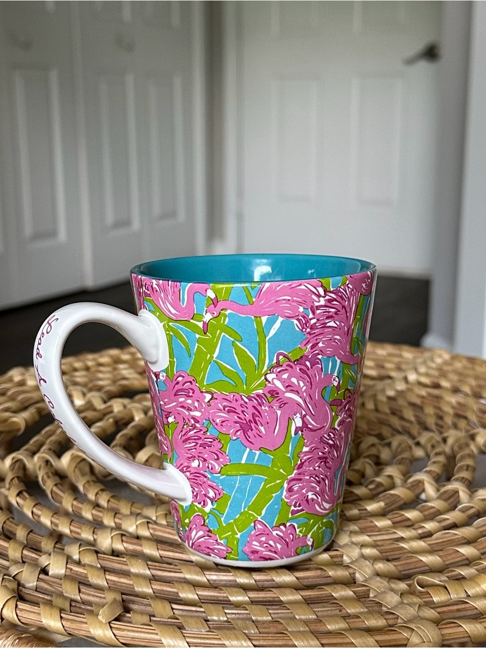Lilly Pulitzer Pink Floral Mug with Turquoise Interior